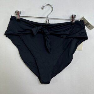 Good American 4 Bikini Bottoms Tie Front Bottom Swimsuit Black Bow High Cut New.